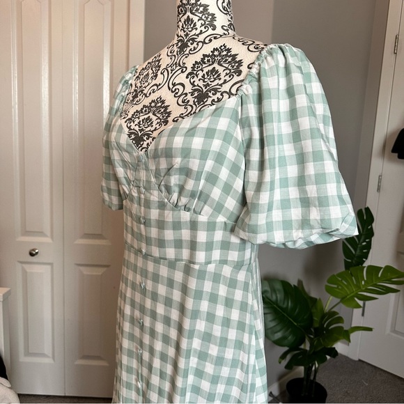 Checkered Puff Sleeve Maxi Dress - Picture 4 of 4